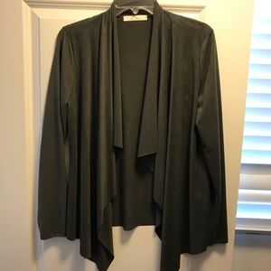 Soft faux suede drapey cardigan